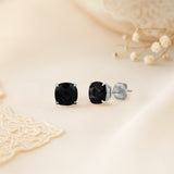 Cushion-Cut Solitaire Gemstone Studs in 14k Gold