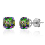 6mm Cushion Cut Gemstone Earrings in 925 Silver