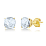 Cushion-Cut Solitaire Gemstone Studs in 14k Gold