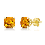 Cushion-Cut Solitaire Gemstone Studs in 14k Gold