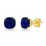 Cushion-Cut Solitaire Gemstone Studs in 14k Gold