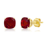 Cushion-Cut Solitaire Gemstone Studs in 14k Gold