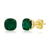 Cushion-Cut Solitaire Gemstone Studs in 14k Gold