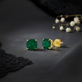 Cushion-Cut Solitaire Gemstone Studs in 14k Gold