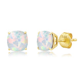 Cushion-Cut Solitaire Gemstone Studs in 14k Gold