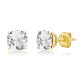 Cushion-Cut Solitaire Gemstone Studs in 14k Gold
