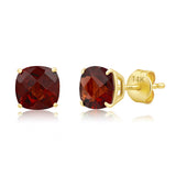 Cushion-Cut Solitaire Gemstone Studs in 14k Gold