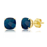 Cushion-Cut Solitaire Gemstone Studs in 14k Gold