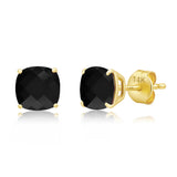Cushion-Cut Solitaire Gemstone Studs in 14k Gold