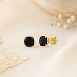 Cushion-Cut Solitaire Gemstone Studs in 14k Gold