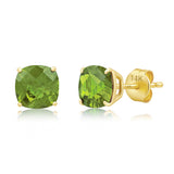 Cushion-Cut Solitaire Gemstone Studs in 14k Gold