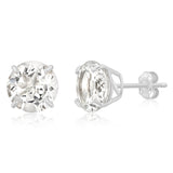 14K White Gold Round Gemstone Stud Earrings