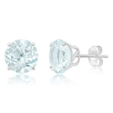 14K White Gold Round Gemstone Stud Earrings