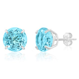 14K White Gold Round Gemstone Stud Earrings