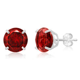 14K White Gold Round Gemstone Stud Earrings