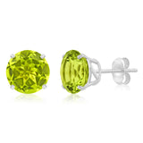 14K White Gold Round Gemstone Stud Earrings