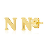 Mini Initial Studs in 14k Gold