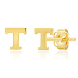 Mini Initial Studs in 14k Gold