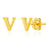 Mini Initial Studs in 14k Gold
