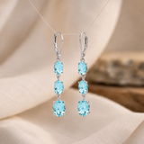 925  Silver Oval Gemstone Dangle Earrings