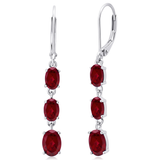 925  Silver Oval Gemstone Dangle Earrings