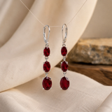 925  Silver Oval Gemstone Dangle Earrings