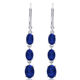 925  Silver Oval Gemstone Dangle Earrings