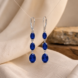 925  Silver Oval Gemstone Dangle Earrings