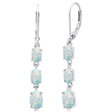 925  Silver Oval Gemstone Dangle Earrings