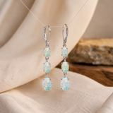 925  Silver Oval Gemstone Dangle Earrings