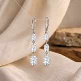 925  Silver Oval Gemstone Dangle Earrings