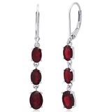 925  Silver Oval Gemstone Dangle Earrings