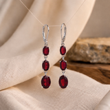 925  Silver Oval Gemstone Dangle Earrings