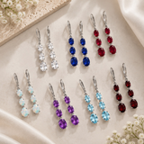 925  Silver Oval Gemstone Dangle Earrings