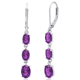 925  Silver Oval Gemstone Dangle Earrings
