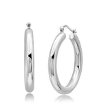 Thick Round Hoop Earrings in 925 Silver