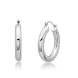 Thick Round Hoop Earrings in 925 Silver