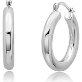 Thick Round Hoop Earrings in 925 Silver
