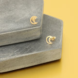 Crescent Stud in 14k Gold