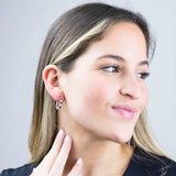 Celeste Diamond Gemstone Hoops in Sterling Silver