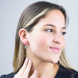 Celeste Diamond Gemstone Hoops in Sterling Silver