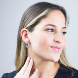 Celeste Diamond Gemstone Hoops in Sterling Silver