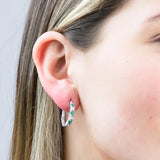 Celeste Diamond Gemstone Hoops in Sterling Silver