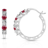 Celeste Diamond Gemstone Hoops in Sterling Silver