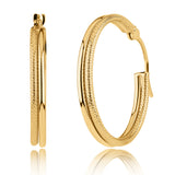 Knurled Solid 10k Gold Hoop Earrings