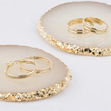 Knurled Solid 10k Gold Hoop Earrings