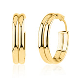 Double Row Solid 10k Gold Hoop Earrings