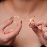 Double Row Solid 10k Gold Hoop Earrings