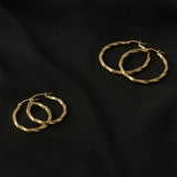 15mm Twisted Solid 10k Gold Hoop Earrings