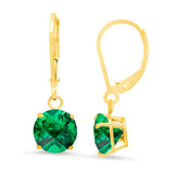 8mm Round Gemstone Drop Earrings in 10K Gold